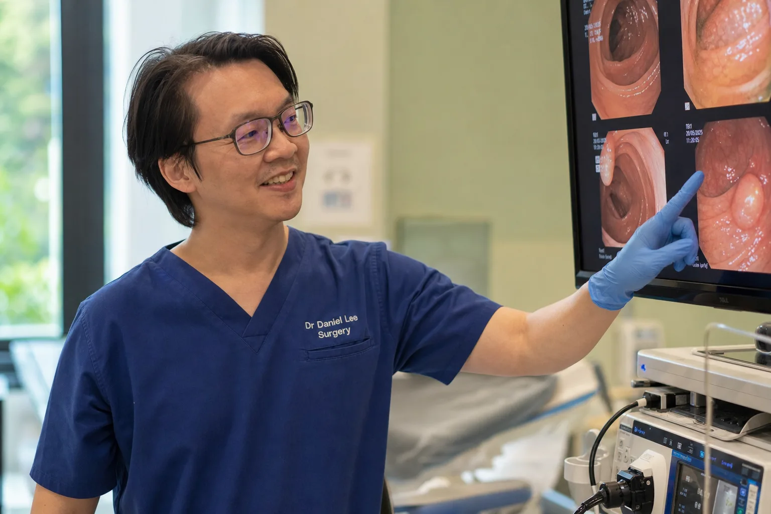 Dr Daniel Lee in the endoscopy suite, gastroscopy and upper digestive screening in Singapore