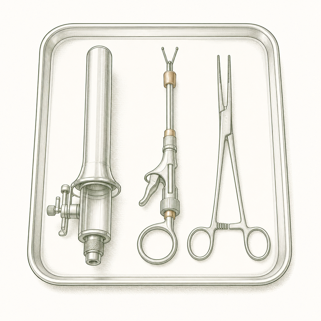 Colorectal day-surgery instruments used in treatment for an anal fistula